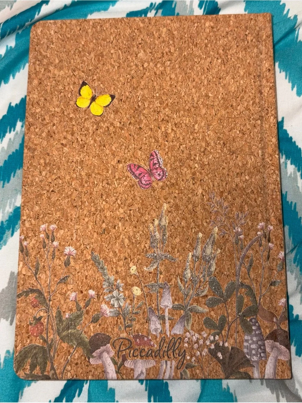 Cork Notebook with Butterfly & Mushroom Illustration - Botanical Artwork